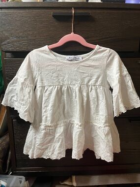 Tartine et Chocolat Cream Eyelet Tiered Cotton Top